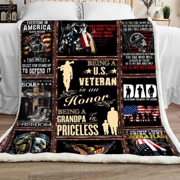 Us Veteran Fleece Blanket Sherpa Blanket