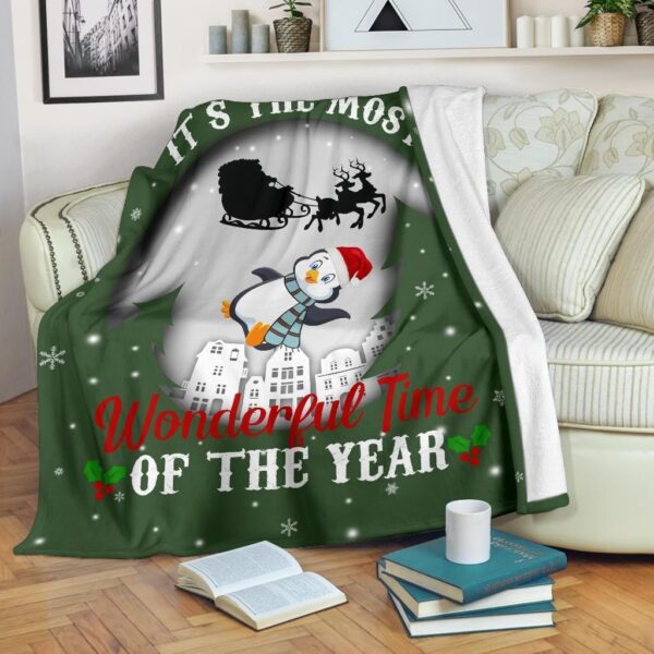 Penguin Christmas Fleece Blanket Sherpa Blanket
