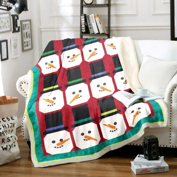Snowman Fleece Blanket Sherpa Blanket