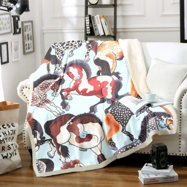 Horse Fleece Blanket Sherpa Blanket