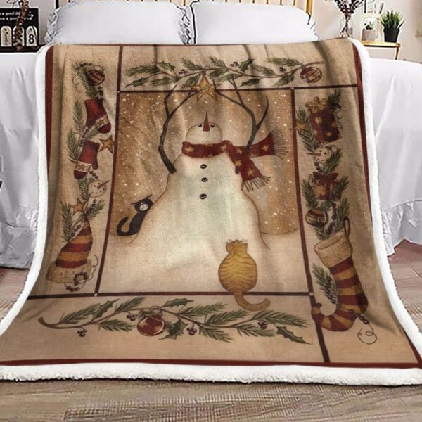 Snowman Fleece Blanket Sherpa Blanket