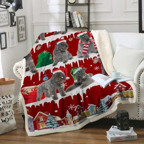 Kerry Blue Terrier Snow Christmas Fleece Blanket Sherpa Blanket