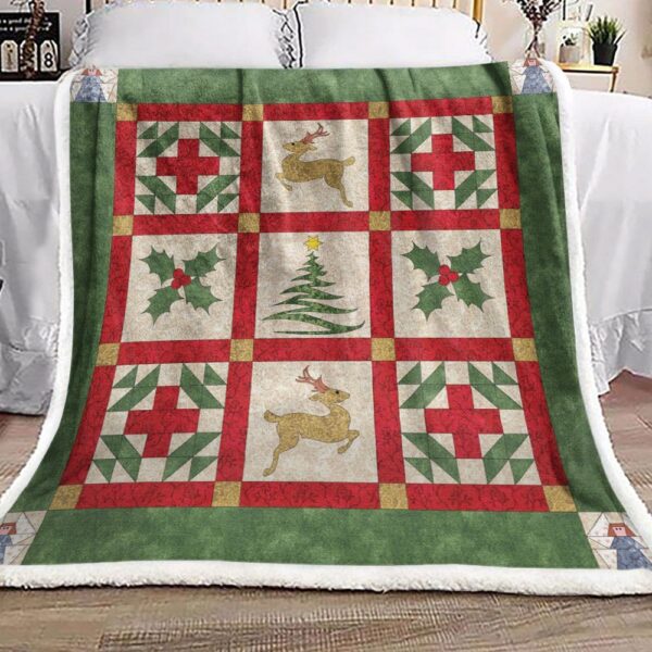 Christmas Reindeer Fleece Blanket Sherpa Blanket
