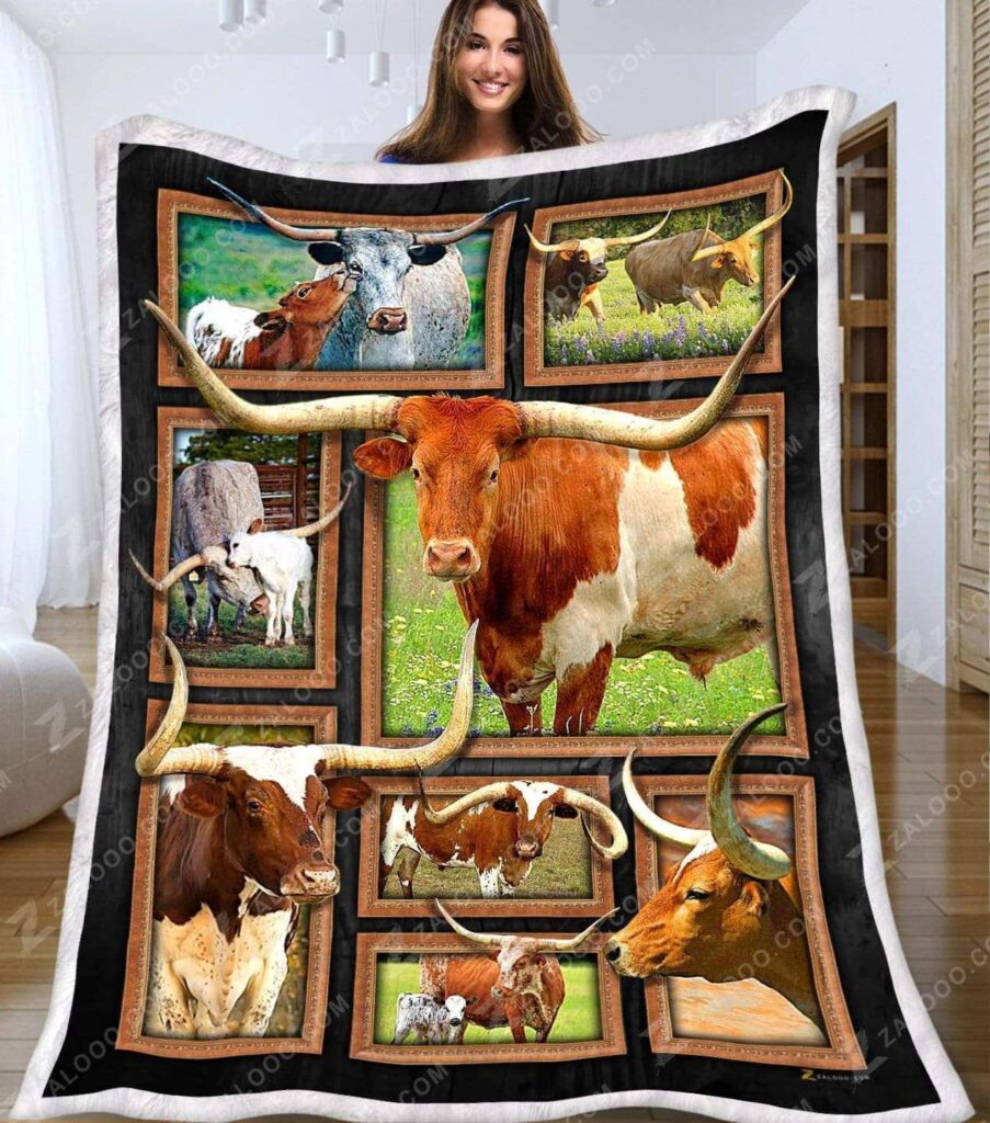 Cow Texas Longhorn Cows Fleece Blanket Sherpa Blanket The Daisy Shop