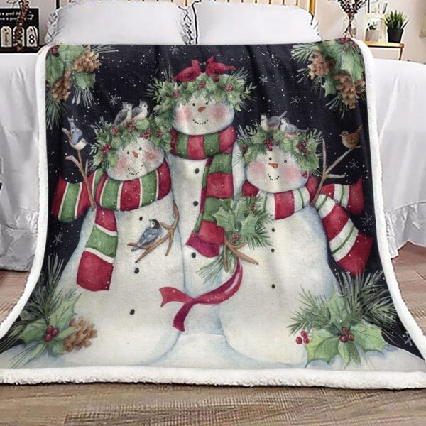 Snowman Fleece Blanket Sherpa Blanket