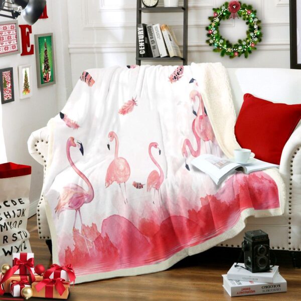 Flamingo Fleece Blanket Sherpa Blanket
