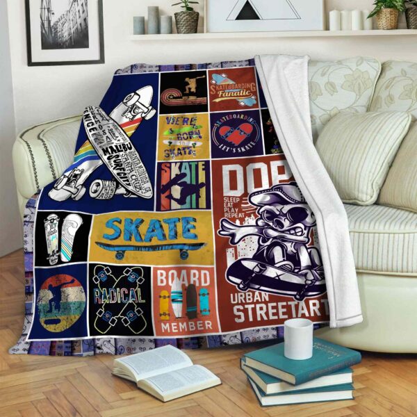 Skateboarding Urban Streetart Fleece Blanket Sherpa Blanket
