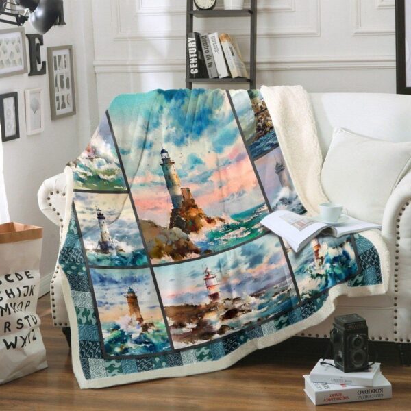 Lighthouse Fleece Blanket Sherpa Blanket