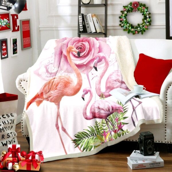 Flamingo Fleece Blanket Sherpa Blanket