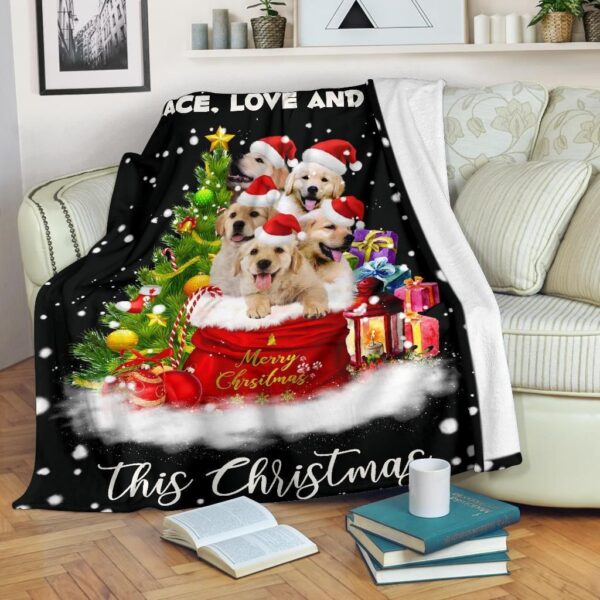Golden Retriever Christmas Fleece Blanket Sherpa Blanket