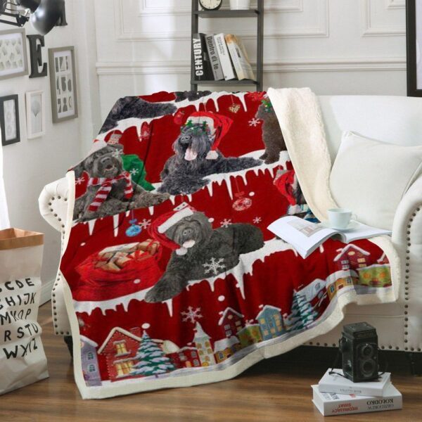 Black Russian Terrier Snow Christmas Fleece Blanket Sherpa Blanket