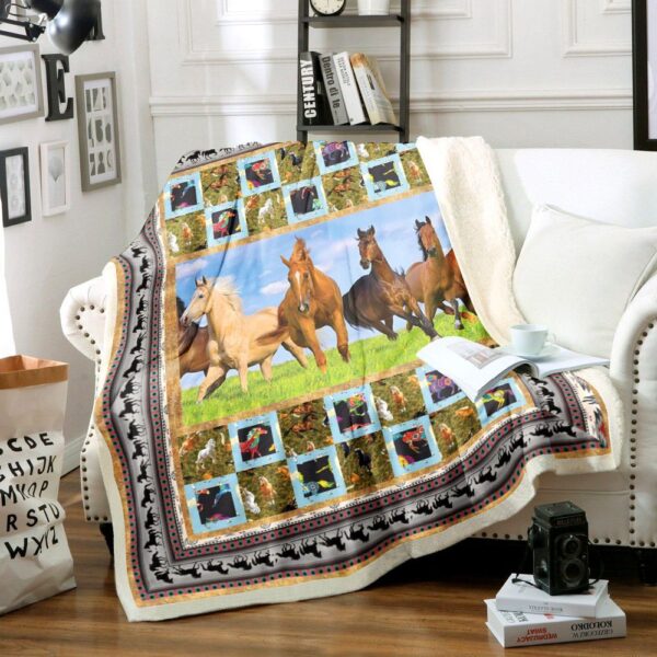 Horse Native American Fleece Blanket Sherpa Blanket