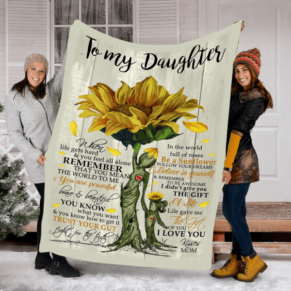 To My Daughter Sunflower Fleece Blanket Sherpa Blanket