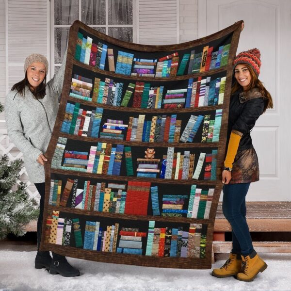 Book Lovers Book Shelf Vintage Fleece Blanket Sherpa Blanket
