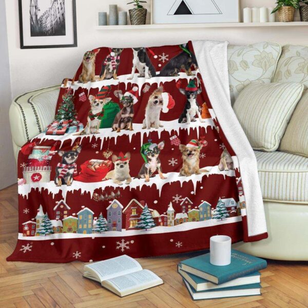 Chihuahua Snow Christmas Fleece Blanket Sherpa Blanket