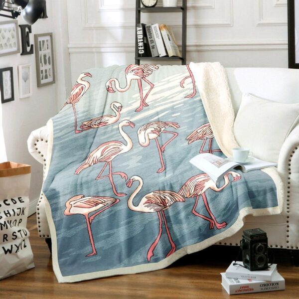 Flamingo Fleece Blanket Sherpa Blanket