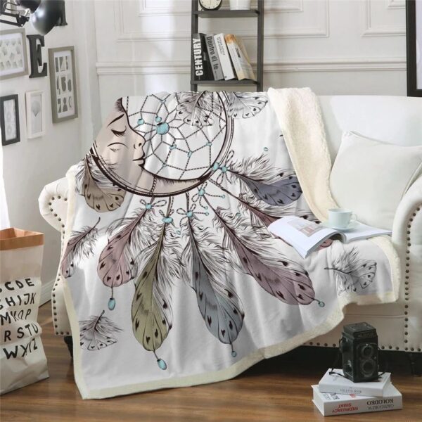 Moon Dreamcatcher Fleece Blanket Sherpa Blanket