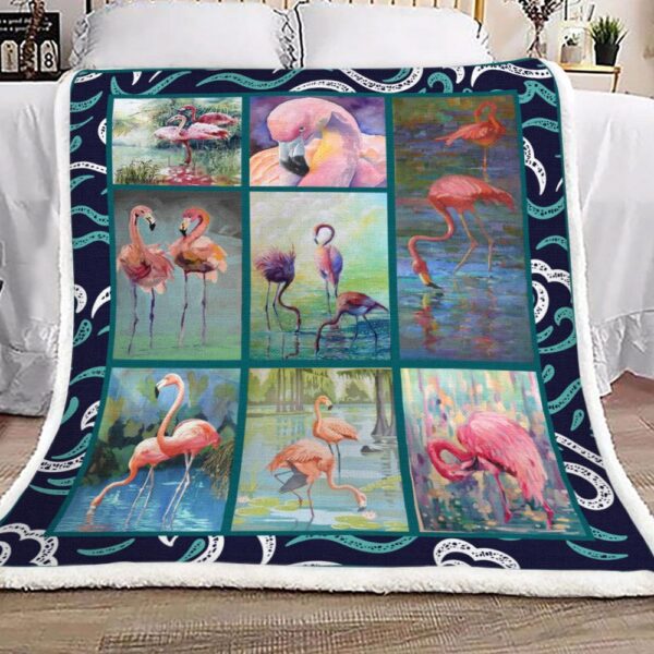 Flamingo Fleece Blanket Sherpa Blanket