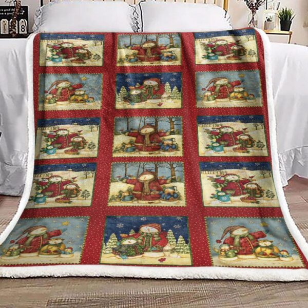 Christmas Snowman Fleece Blanket Sherpa Blanket