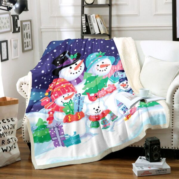 Snowman Fleece Blanket Sherpa Blanket