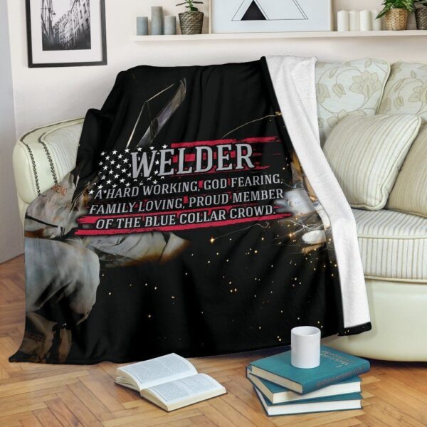 Hard Working Welder Fleece Blanket Sherpa Blanket