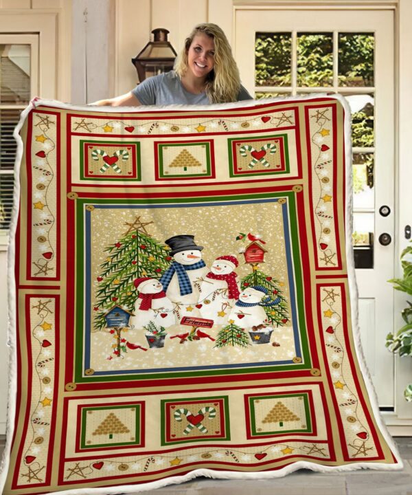 Snowman Christmas Fleece Blanket Sherpa Blanket