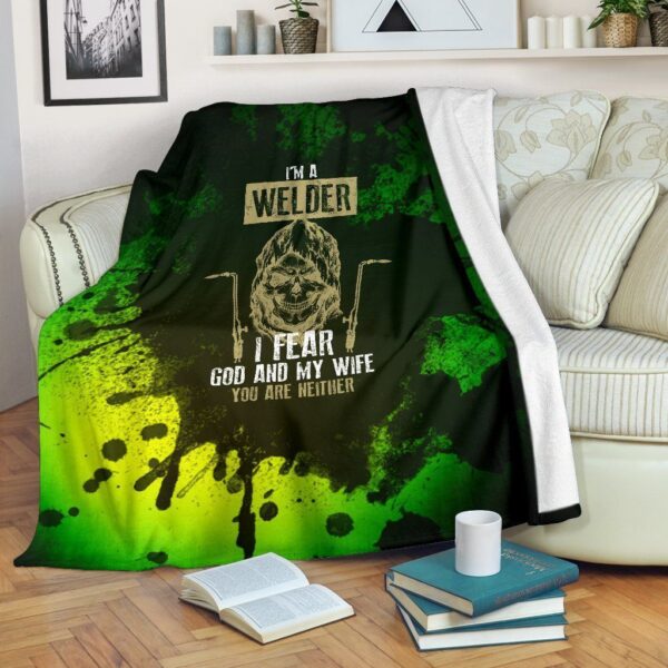 God Fearing Welder Fleece Blanket Sherpa Blanket