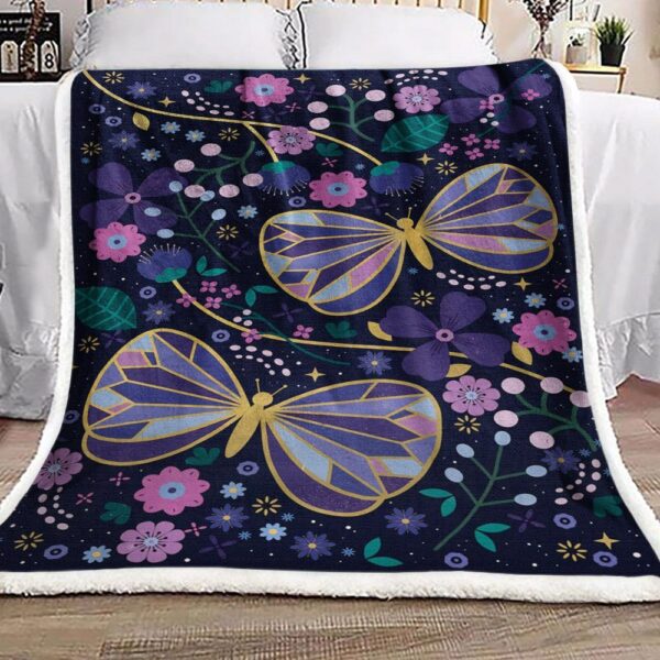 Butterfly Flower Fleece Blanket Sherpa Blanket