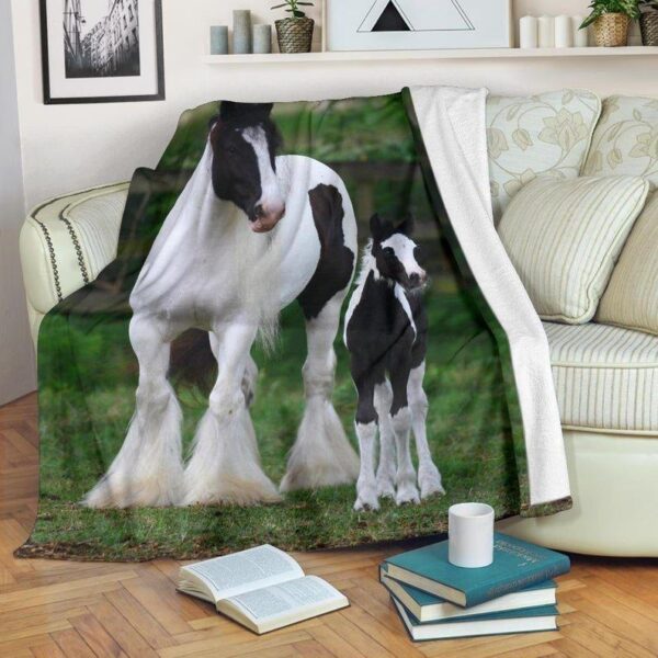 Gypsy Vanner Horse And Baby Fleece Blanket Sherpa Blanket
