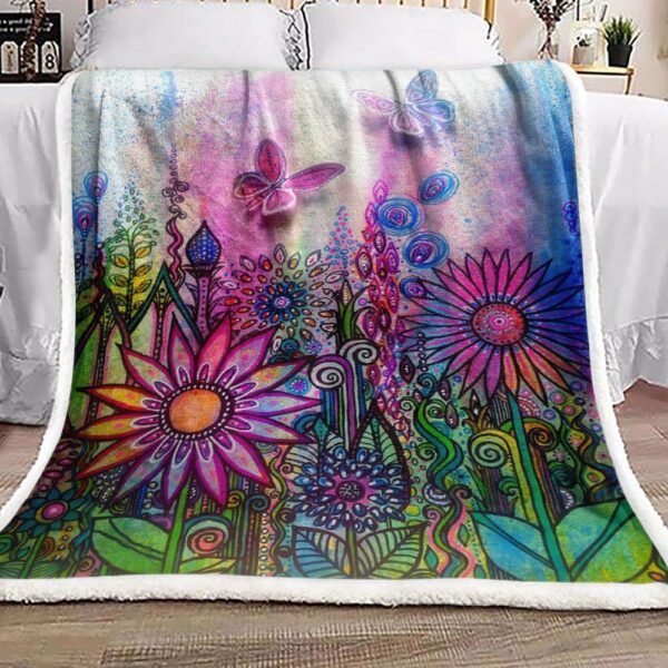 Butterfly And Flower Fleece Blanket Sherpa Blanket