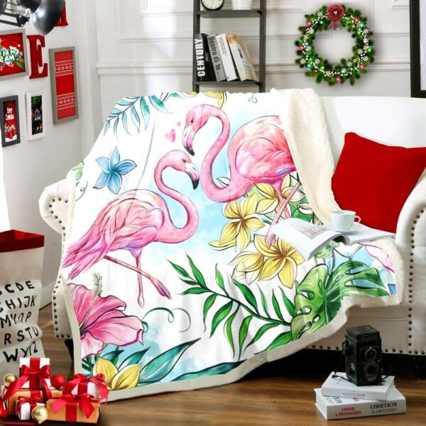 Flamingo Fleece Blanket Sherpa Blanket