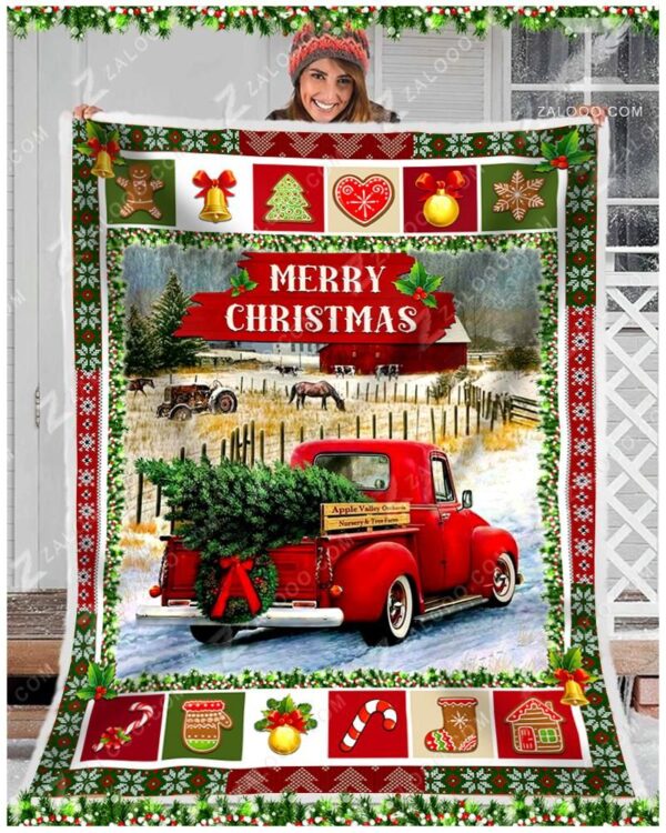 Christmas Truck Fleece Blanket Sherpa Blanket