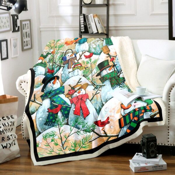 Snowman Fleece Blanket Sherpa Blanket