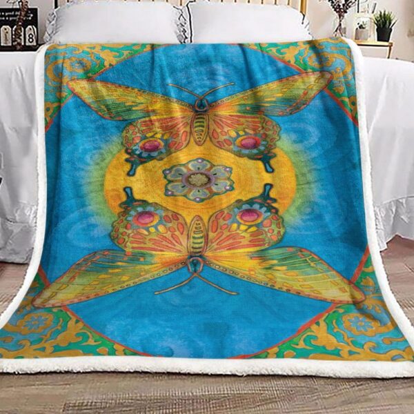Butterfly Flower Fleece Blanket Sherpa Blanket
