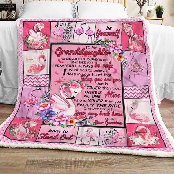 Flamingo Granddaughter Fleece Blanket Sherpa Blanket
