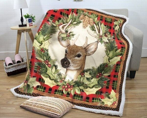 Christmas Deer Fleece Blanket Sherpa Blanket