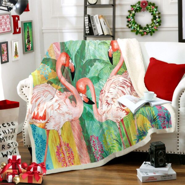 Flamingo Fleece Blanket Sherpa Blanket