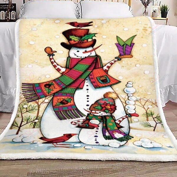 Snowman Fleece Blanket Sherpa Blanket