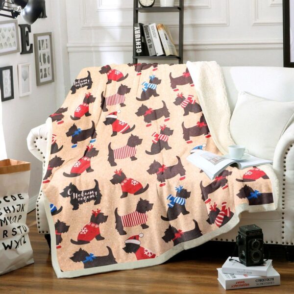 Miniature Schnauzer Christmas Fleece Blanket Sherpa Blanket