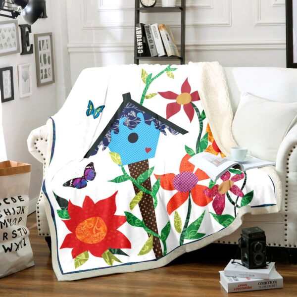 Butterfly Garden Fleece Blanket Sherpa Blanket