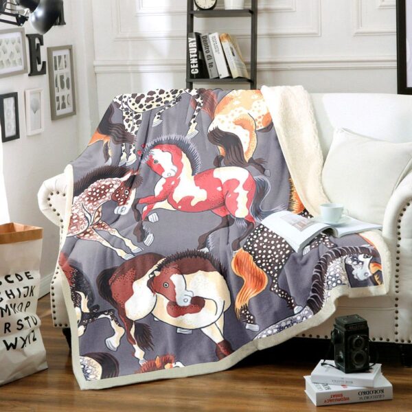 Horse Fleece Blanket Sherpa Blanket