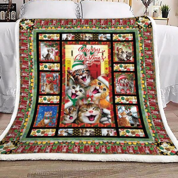Christmas Cats Fleece Blanket Sherpa Blanket