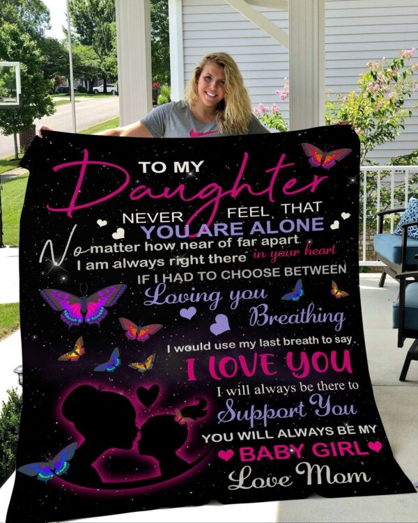 To My Daughter Love Mom Butterfly Fleece Blanket Sherpa Blanket