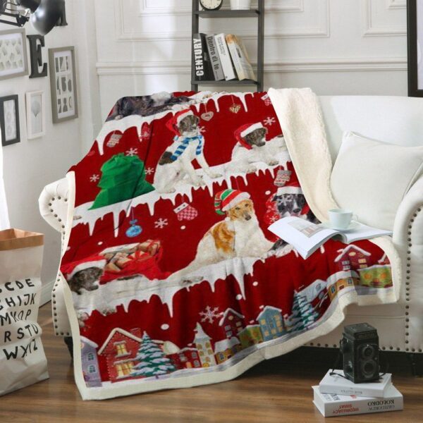 Borzoi Snow Christmas Fleece Blanket Sherpa Blanket