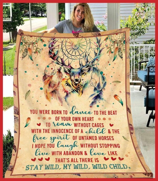 Deer Dreamcatcher Stay Wild My Wild Wild Child Fleece Blanket Sherpa Blanket