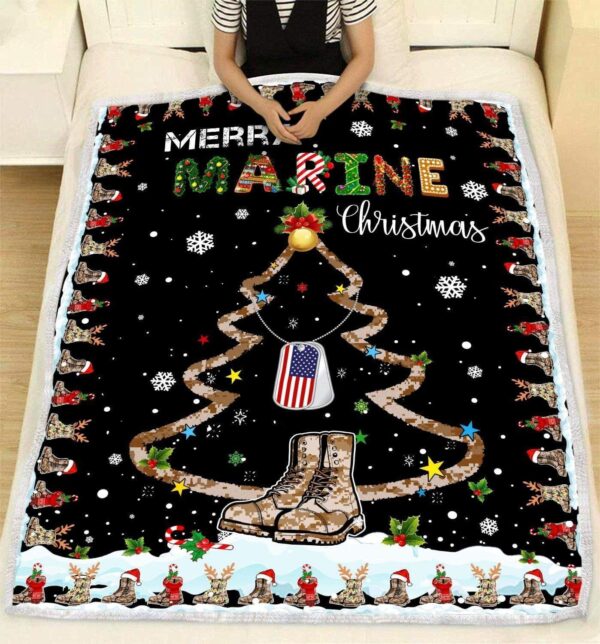 Marine Merry Marine Christmas Fleece Blanket Sherpa Blanket