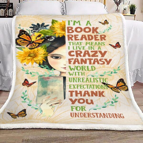 Girl Loves Book Fleece Blanket Sherpa Blanket