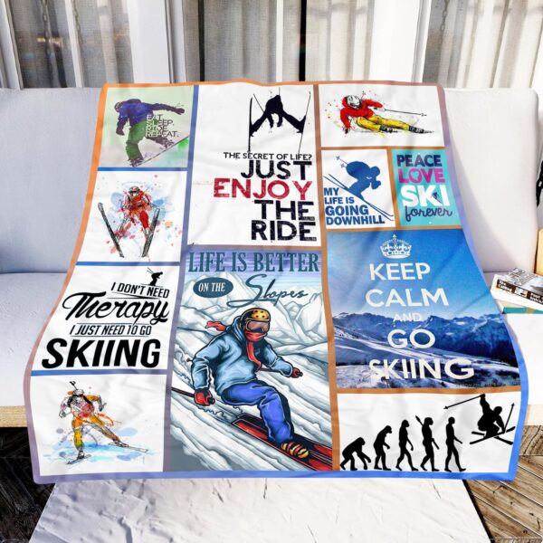 Skiing Life Is Better On The Slopes Fleece Blanket Sherpa Blanket