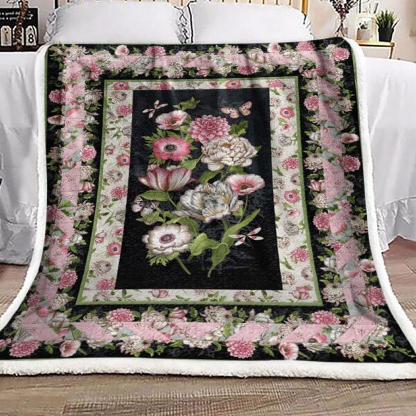Butterfly Flower Garden Fleece Blanket Sherpa Blanket