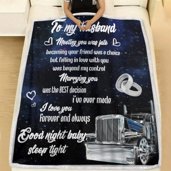 Trucker To My Husband Fleece Blanket Sherpa Blanket